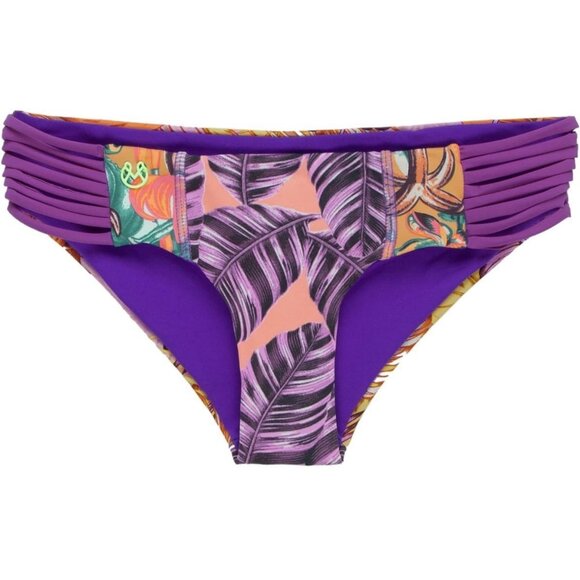 NWT MAAJI Lady Violet Reversible Bikini Bottoms Sz L Tropical Leaf Print Purple - Picture 1 of 9
